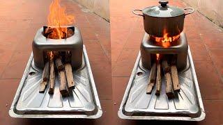 Don't Throw Away Your Old Sink! A Brilliant Idea: Make A Wood Stove From A Sink And Cement!