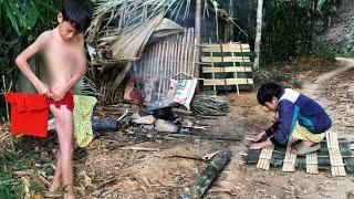 abandoned boy | Episode 35: Building a shelter, making a new door out of bamboo