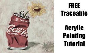 FREE traceable | realistic painting | step by step acrylic painting | floral paintings