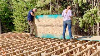 Setting Floor Trusses and Decking - Couple Builds Dream House