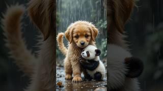 A BABY panda was DROWNING… then a puppy jumped in #cuteanimals #animalrescue #shorts