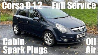 Vauxhall Corsa D 1.2 Petrol Service - Oil Air Spark Plugs Cabin Filter