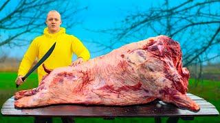 I cooked a giant wild boar weighing 200 kg by VANZAI COOKING