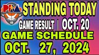 PBA STANDING TODAY | OCT. 20,2024 | GAME RESULT | GAME SCHEDULES.