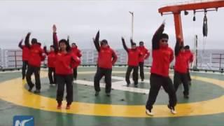 Chinese Antarctic expedition team has "Penguin dance" to celebrate Spring Festival