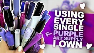 BEST COLOR EVER?! | Drawing Something Using Every PURPLE PEN, PENCIL, MARKER, WATERCOLOR, ETC I Own.