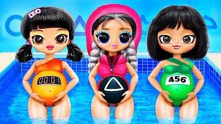 Squid Game Mommies in the WATERPARK! DIYs for LOL OMG Dolls