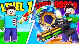 Upgrading WORLDS STRONGEST WEAPON in ROBLOX Gun Simulator!