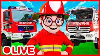  LIVE | FIREMEN, FIRE TRUCKS AND CARS ‍ Kids Pretend To Play Compilation