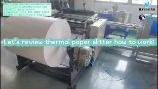 Thermal paper slitter rewinder work for ATM POS big diameter paper#thermal #slitter