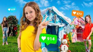 Nastya with friends come up with DIY decorations for Christmas and New Year