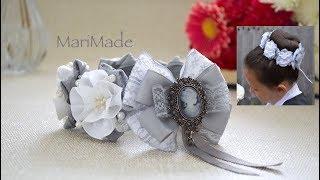 Украшение Резинка на Пучок Гульку для Школы Канзаши Kanzashi Hair Bow