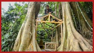 Man Builds a Bamboo Shelter For His Survival | Start To Finish By @primitivevilla1930