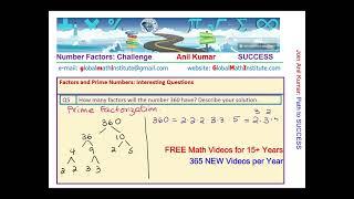 How to find the number of factors of 360 with Prime Factorization