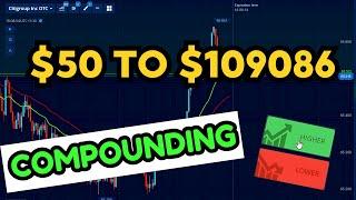 50$ to 109086$ |100% Profitable Trades| Compounding Strategy | Binary options trading| Pocket option