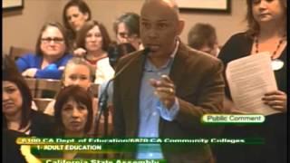 Juan Noguera speaks to CA Assembly Budget Sub Committee