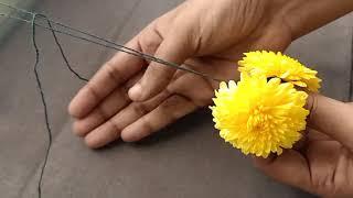 Easy method to string flower garland with thread/beginners garland making method/malai kattudhal/tie