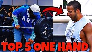 Top 5 one HAND Lifting ! Anatoly gym prank