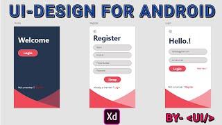 Home-Register-Login Screen UI Design - Adobe XD For Android