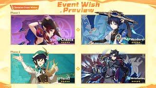 UPDATED!! VERSION 5.2 BANNERS PHASE I & II, VENTI, WANDERER AND WRIOTHESLEY - Genshin Impact