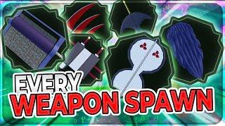 ALL WEAPON SPAWN LOCATIONS + SHOWCASE | Shinobi Life 2