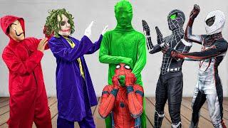 TEAM SPIDER-MAN vs BAD GUY TEAM || ALL SUPERHEROES vs Mystery GREEN-MAN ( Live Action )