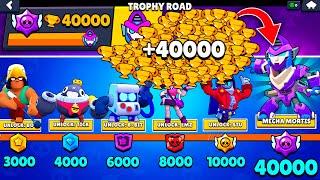 NONSTOP to 40000 TROPHIES Without Collecting TROPHY ROAD + New Skin MECHA MORTIS - Brawl Stars