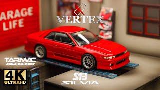 Tarmac Works 1:64 - VERTEX Nissan Silvia S13 Red Metallic l Cinema Shot 4K Die-cast