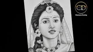 How to draw "Radha" (step by step) Pencil Drawing // One Pencil Drawing  (2B)  Easy Drawing Tutorial