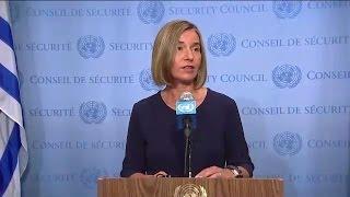 Federica Mogherini (EU) on cooperation between the UN & the EU  - Media Stakeout