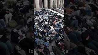 Harvard students protest with die-in and poetry by Refaat Alareer for Gaza