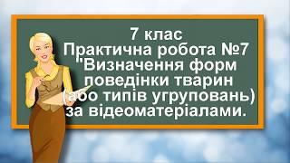 ПРАКТИЧНА РОБОТА №7«ВИЗНАЧЕННЯ ФОРМ ПОВЕДІНКИ (АБО ТИПІВ УГРУПОВАНЬ) ТВАРИН ЗА ВІДЕОМАТЕРІАЛАМИ» 7кл