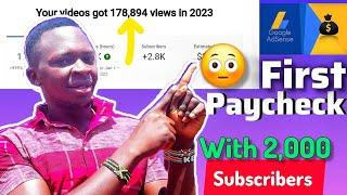 How Much YouTube Paid me With 2000 Subscribers (My first Paycheck)