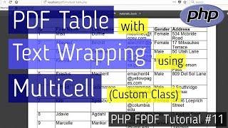 PDF Table with text wrapping using MultiCell (Custom Class) | PHP FPDF Tutorial #11