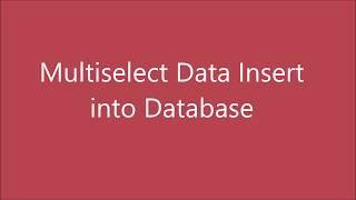 Insert Multiselect Data Into Mysql Database | Multiselect Tutorial