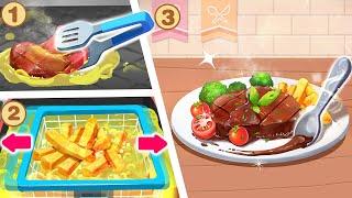 Little Panda's French Restaurant - Cook Delicious Food For Your Customers - Babybus Game Video