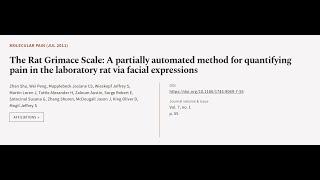 The Rat Grimace Scale: A partially automated method for quantifying pain in the labor... | RTCL.TV