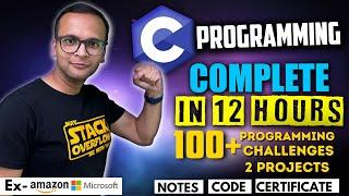  C Complete Course with Certification | 2 Projects, 100+ Programming Challenges, Notes, Beginner