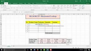 Advanced Excel Tutorial: HLOOKUP Function in Excel 2016