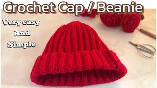 Easy Crochet Beanie for Absolute Beginners .