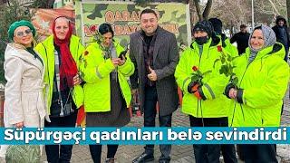 Müşviq süpürgəçi xanımların bayramını belə təbrik etdi.Müğənni anası və qızı ilə obyektiv qarşısında