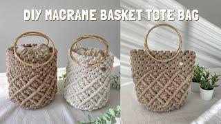 DIY | Macrame basket tote bag with ring handles tutorial | Bolsa de macrame | 마크라메 가방