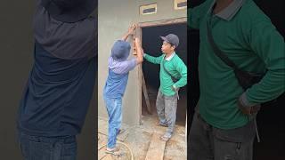 quick trick to make a water line on the door frame..