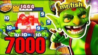 Mr. Fish берёт 7000 кубков? Он делает невозможное! / Clash Royale