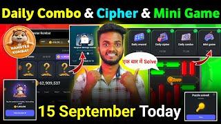 15 September Daily Combo & Daily Cipher & Mini Game | Hamster Kombat Daily Combo & Mini Game