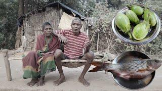 old poor grandma cooking FISH CURRY and eating || tribe old poor grandma & grandma daily lifestyle