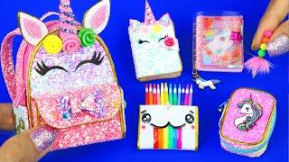 DIY Miniature UNICORN School Supplies (Backpack, Notebook, Pen, Pencil case) REALLY WORKS