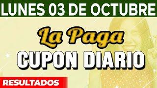 Resultado del sorteo Cupon Diario del Lunes 3 de Octubre del 2022.