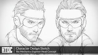 Character Design Sketch  - Bio Mechanics Engineer Head Concept