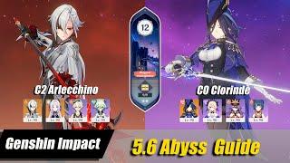 New Spiral Abyss 5.6 FLoor 12 Genshin Impact C2 Arlecchino C0 Clorinde Guide